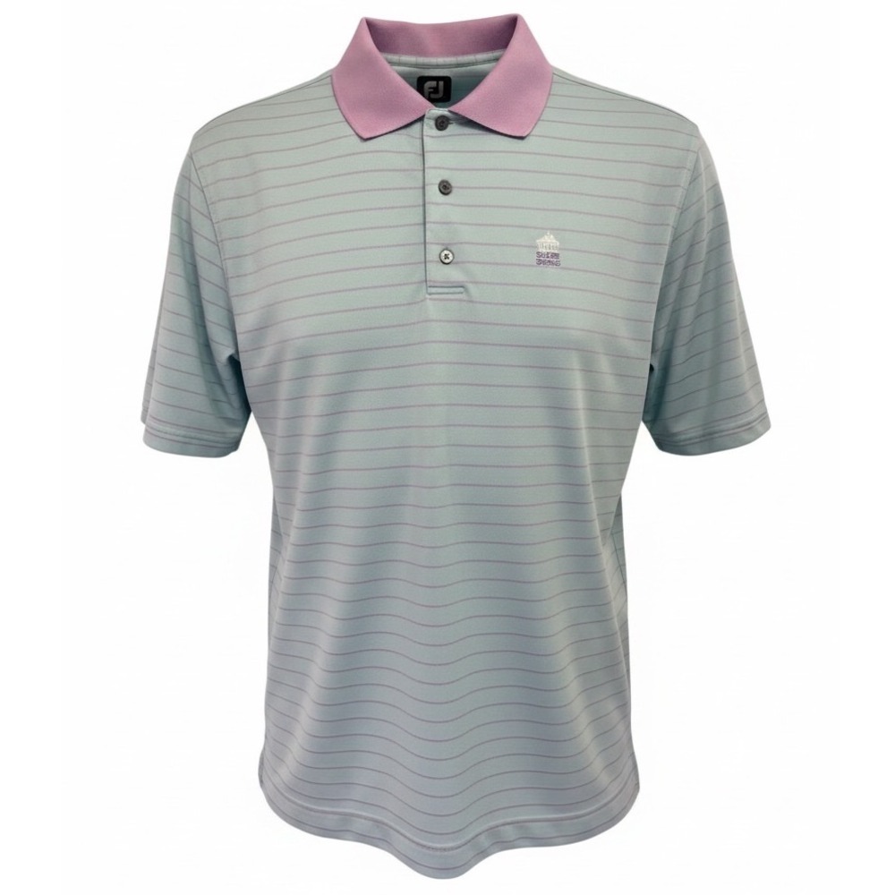 FootJoy Mens XL Striped Golf Polo Teal Purple Silver Spring Embroidered (R19) - Picture 1 of 6